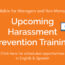 Upcoming Harassment Prevention Training Dates